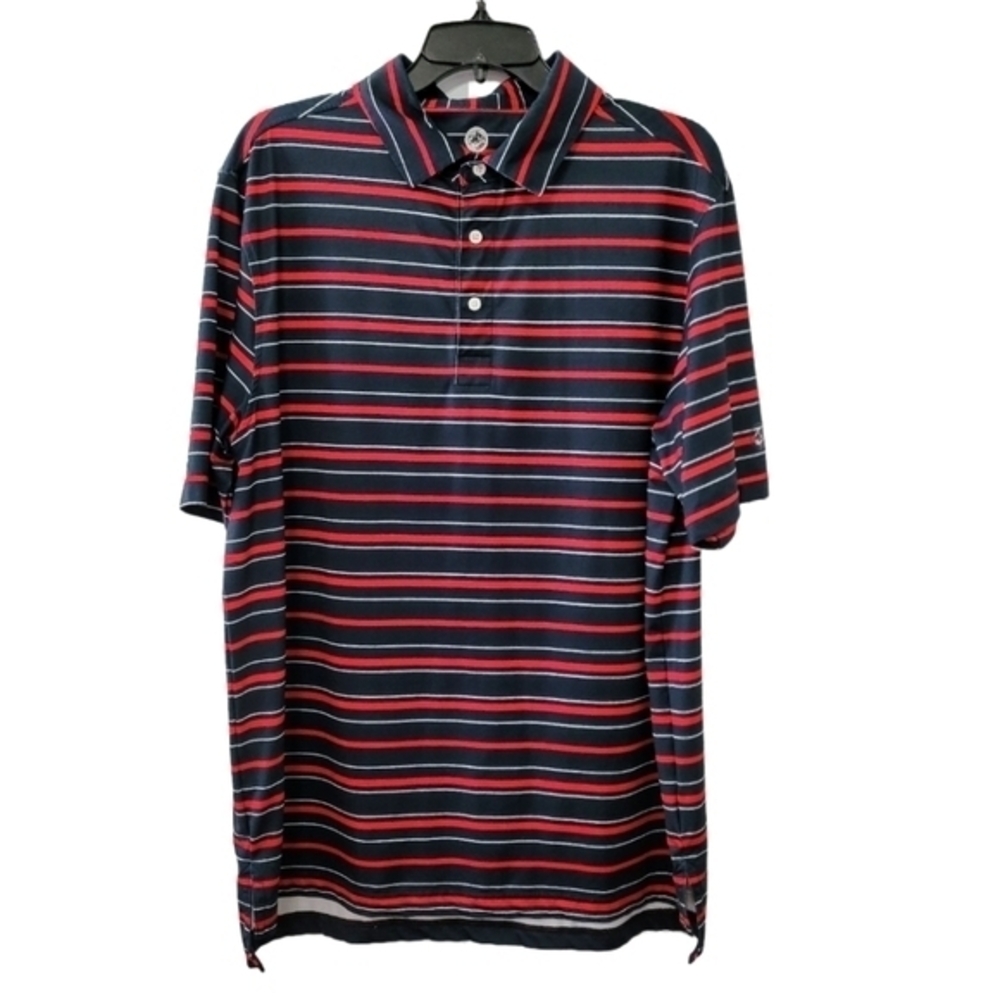 Southern Proper Men's Black Red Striped‎ Polo Shirt Sz L Golf Athleisure Casual